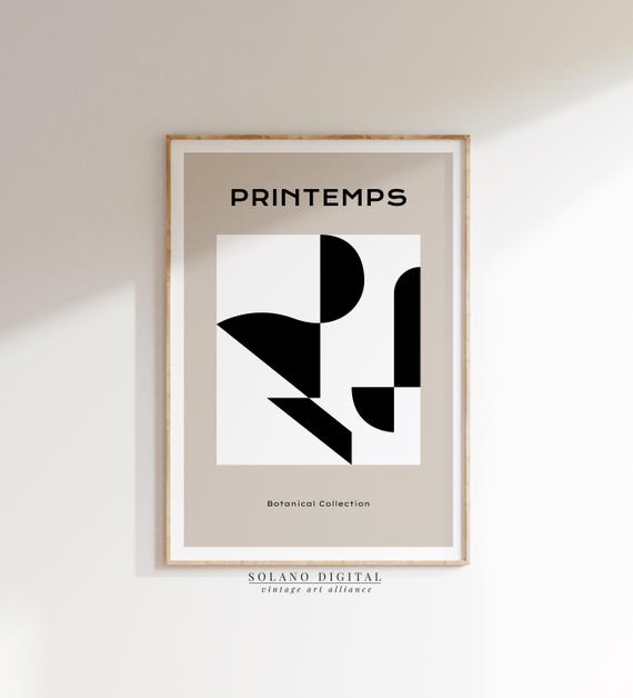 Printemps Geometric Art Print Modern Abstract Shapes Wall Decor Minimal Black And White Poster