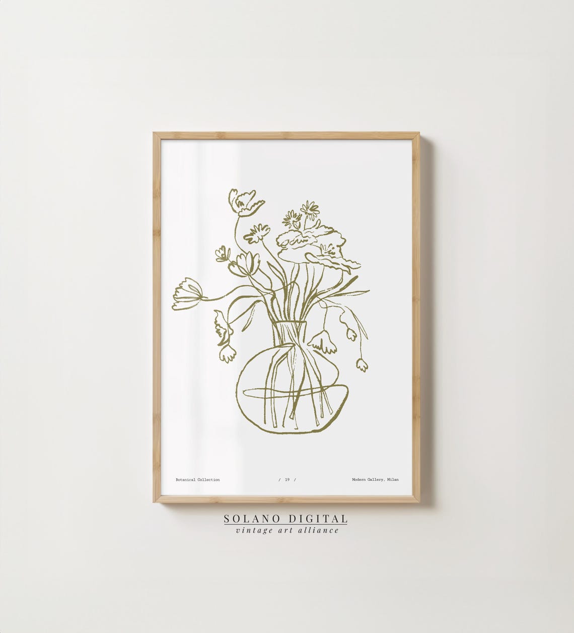 Botanical Line Art Print Modern Vase Flower Sketch Minimalist Wall Poster Boho Home Decor Instant