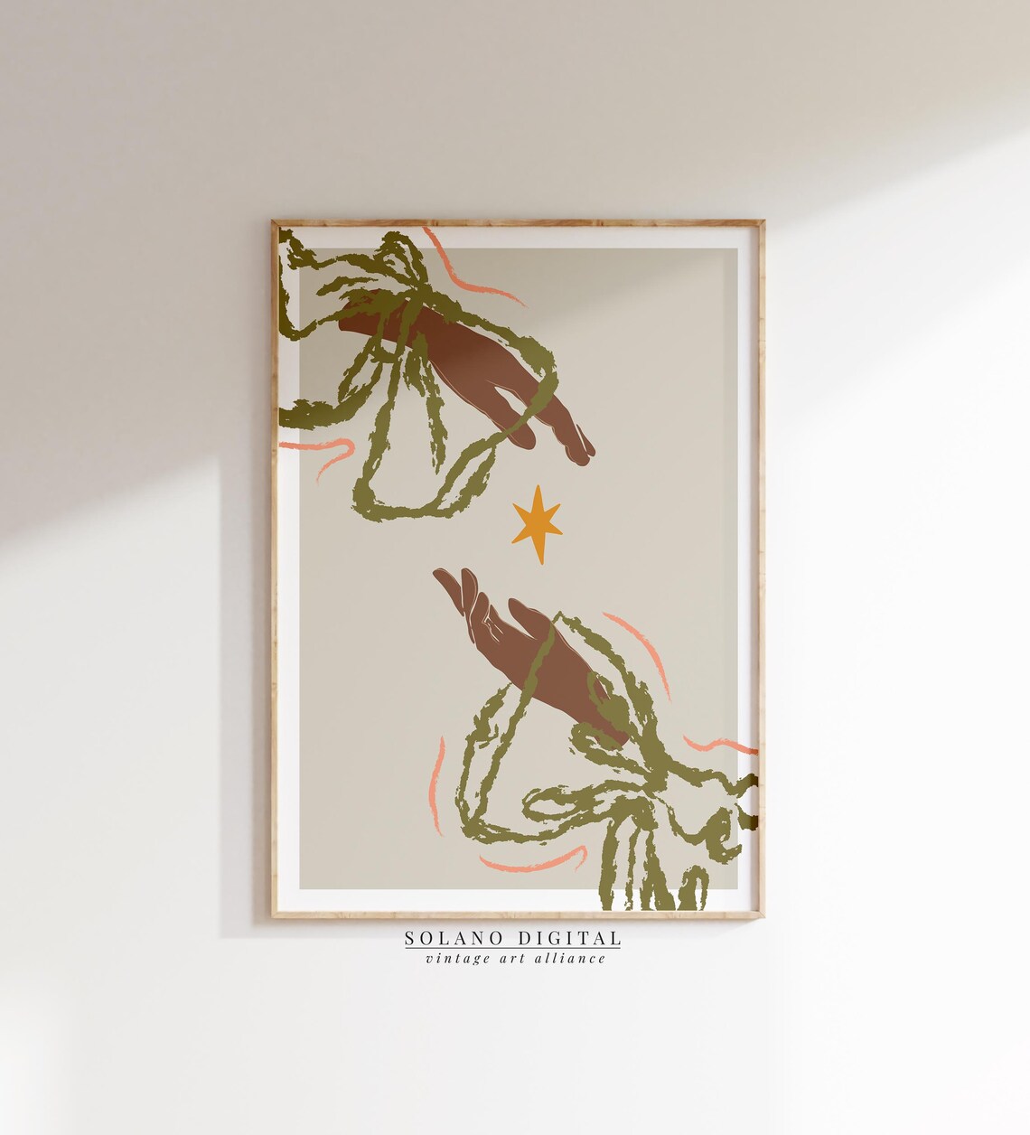 Modern Hand Art Print Boho Wall Star Minimalist Illustration Spiritual Contemporary Abstract Poster