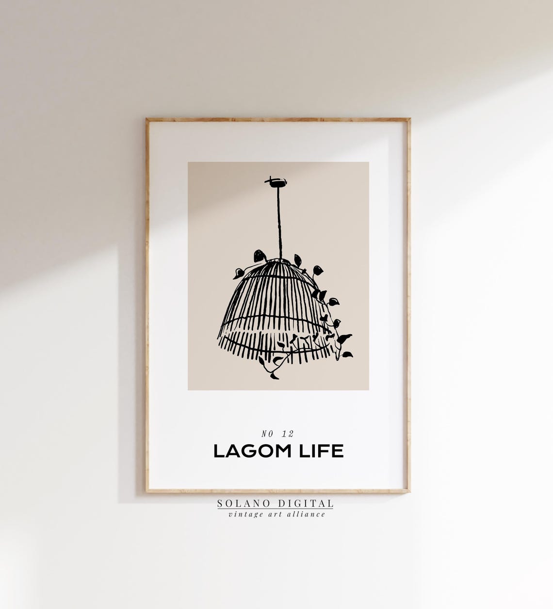Scandinavian Pendant Lamp Line Art Lagom Life Boho No 12 Poster