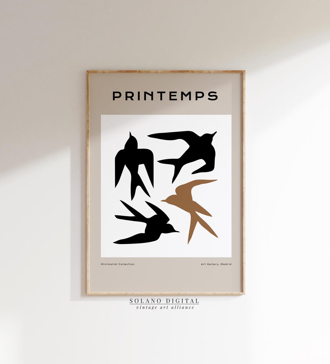 Spring Swallows In Flight Silhouette Minimalist Madrid Art Print