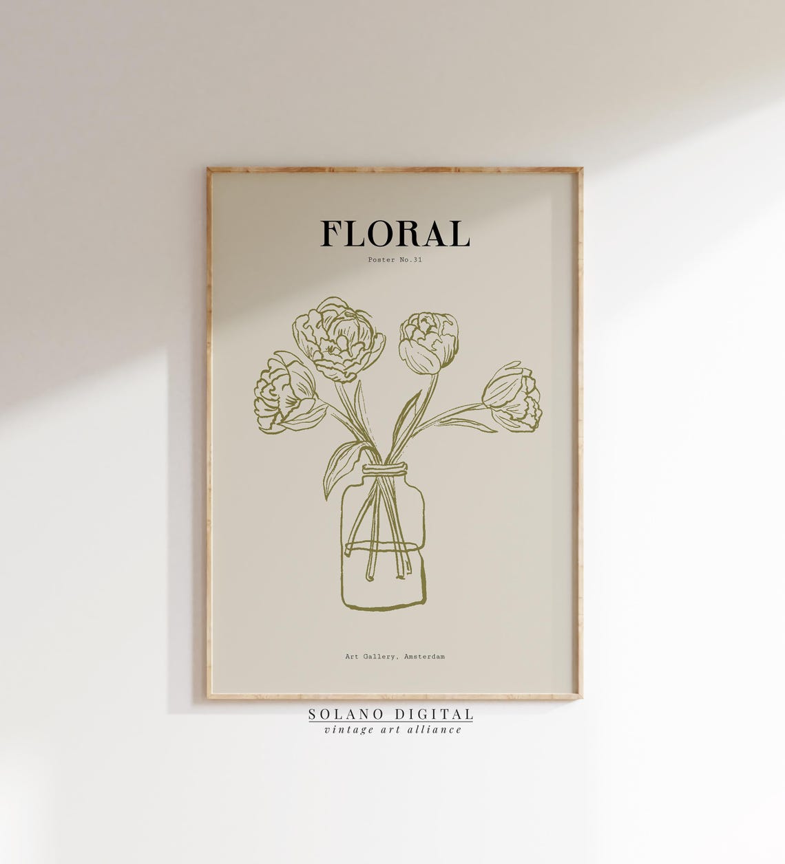 Vintage Floral Line Drawing Botanical Vase Art Print Amsterdam Gallery Poster Minimalist Flower Wall