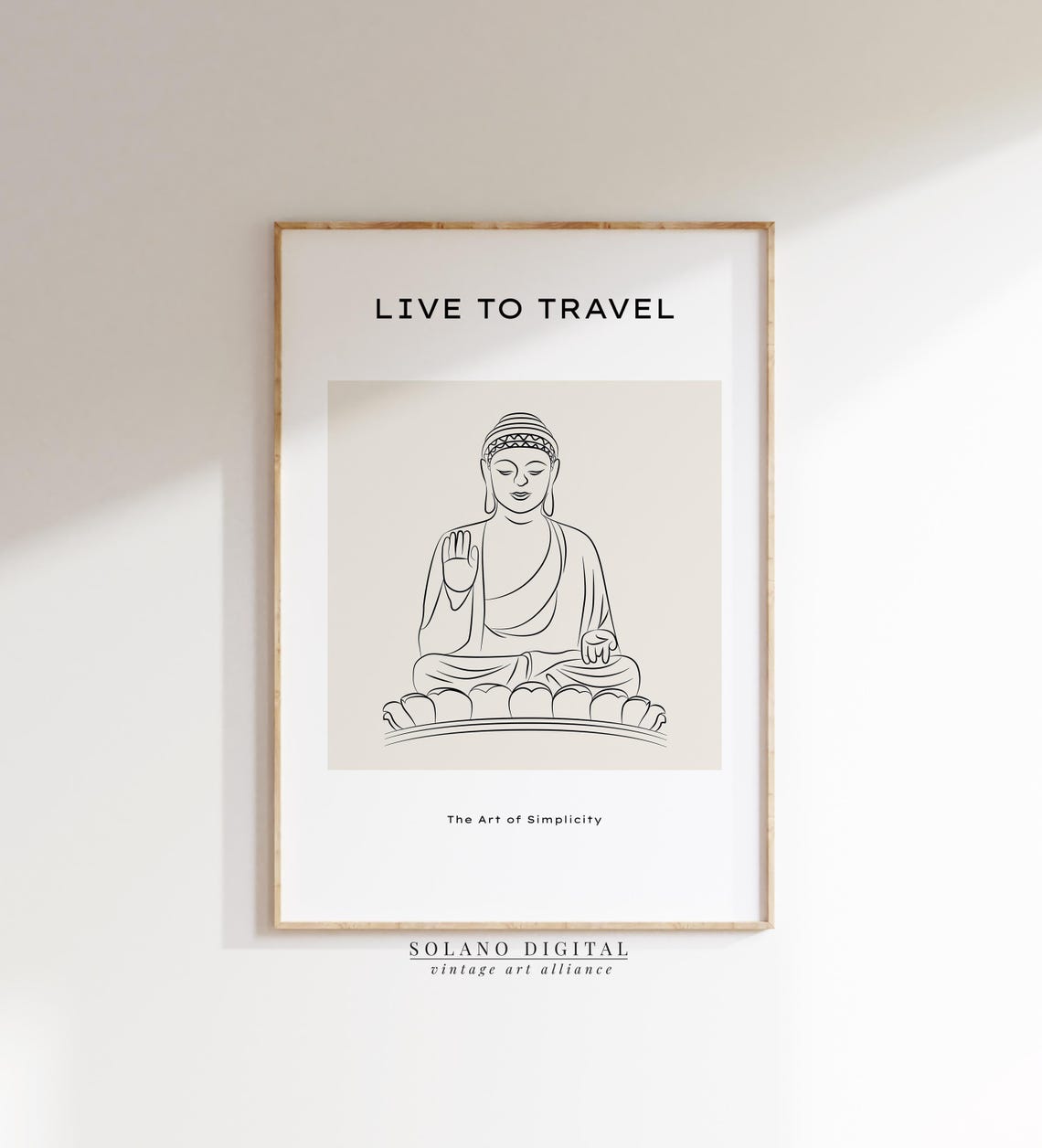 Live to Travel Meditating Buddha Line Art Minimalist Zen Poster