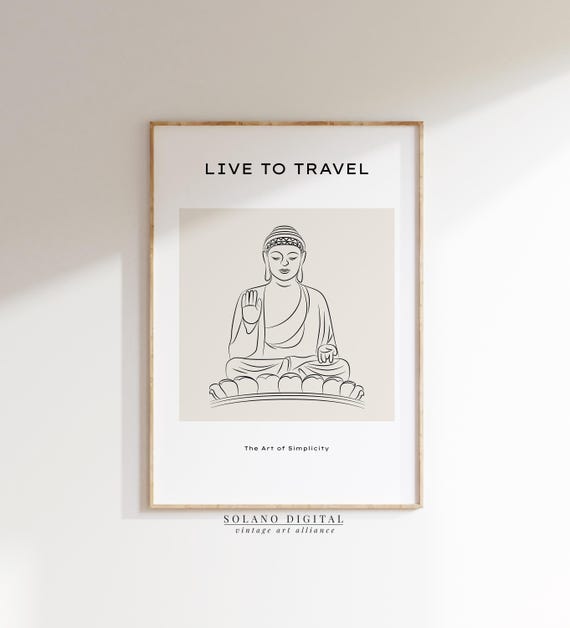 Buddha Line Art Minimalist Travel Wall Zen Meditation Poster Spiritual Boho Asia Decor Artwork