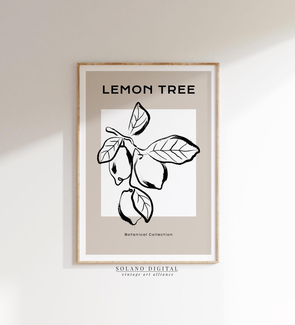 Lemon Tree Branch Botanical Collection Minimalist Line Art Poster