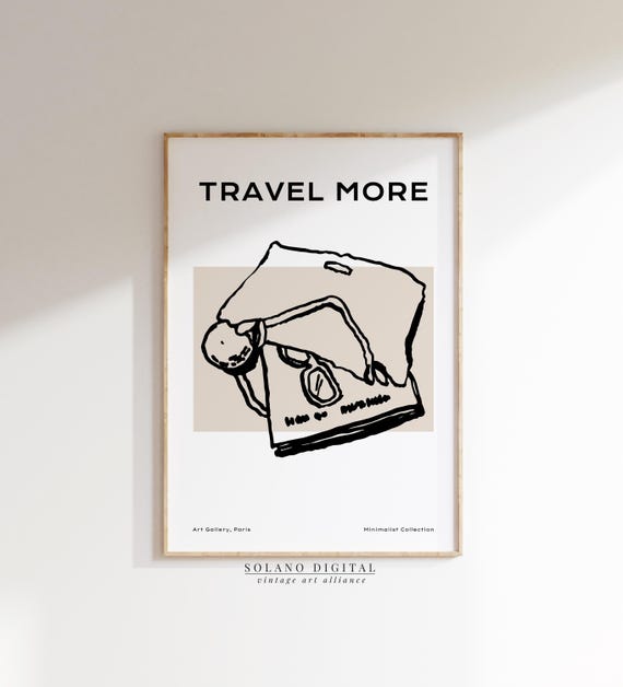 Travel More Wall Art Minimalist Poster Boho Adventure For Wanderlust Decor Neutral Gallery Print