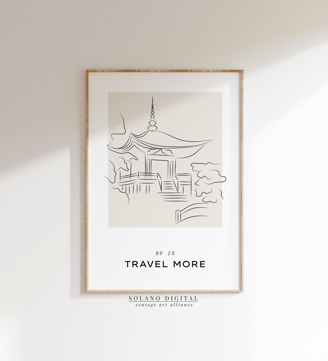 Asian Temple Line Art Print Minimalist Travel Poster Japan Architecture Wall Decor For Zen Spaces