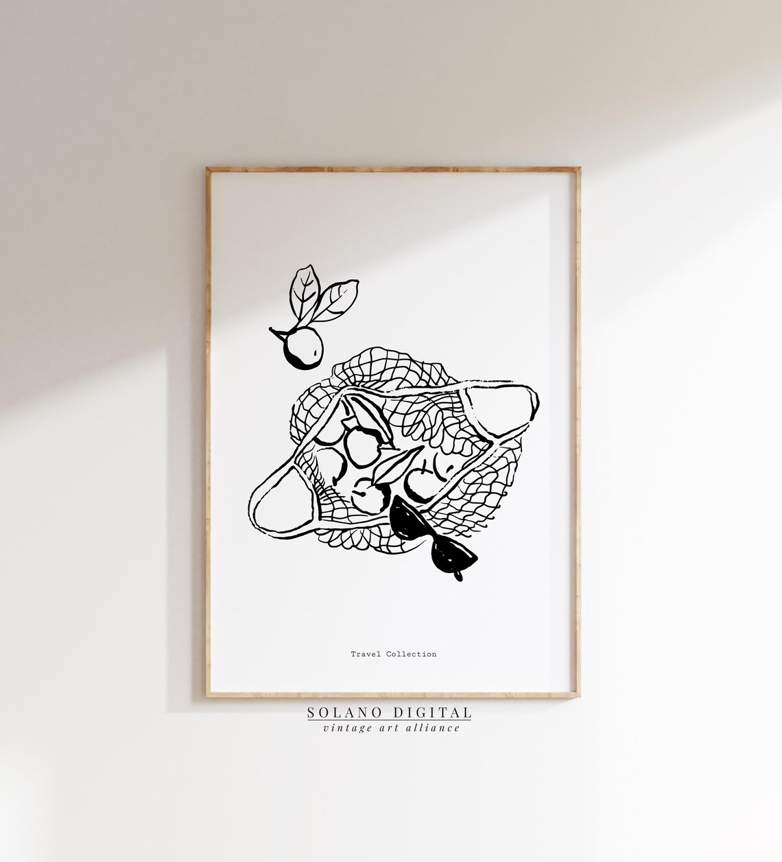 Minimalist Fruit Market Art Boho Kitchen Wall Decor Travel Collection Line Drawing Neutral Illustration