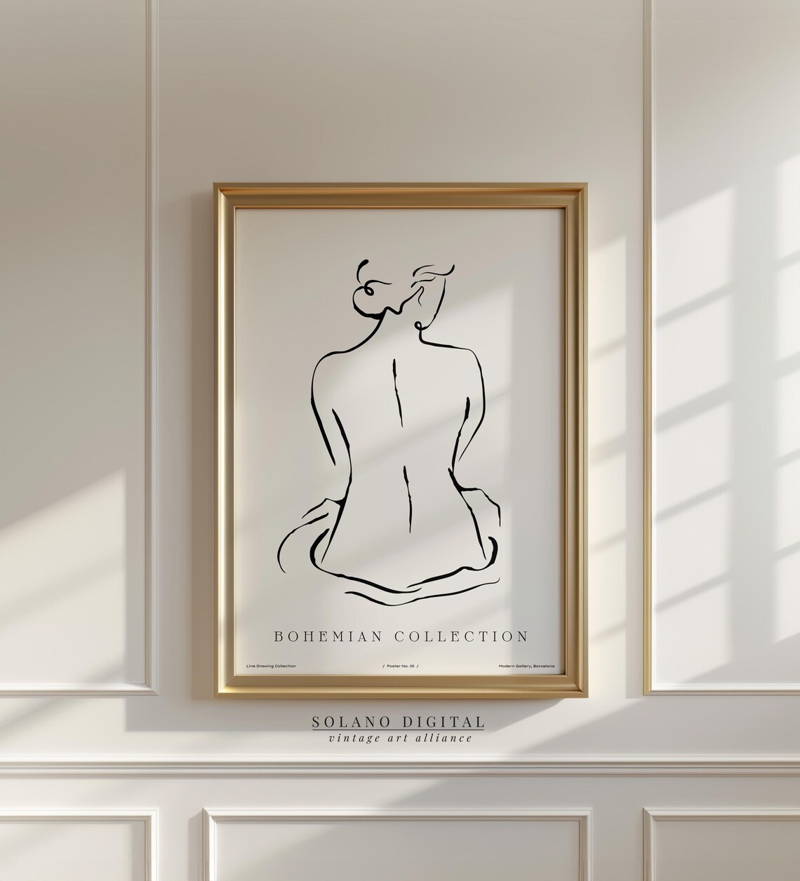 Minimalist Nude Line Art Print Boho Of Female Form Modern Black And White Wall Decor Poster