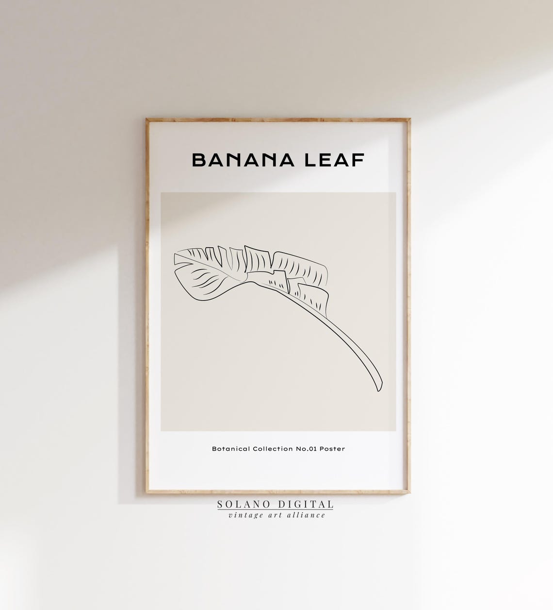 Banana Leaf Single Line Art Minimalist Botanical Drawing Poster