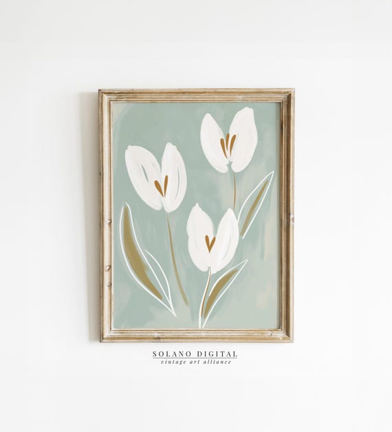 Modern Southern Tulip Floral Art Feminine Botanical Decor Wall Light White Flower Arrangement
