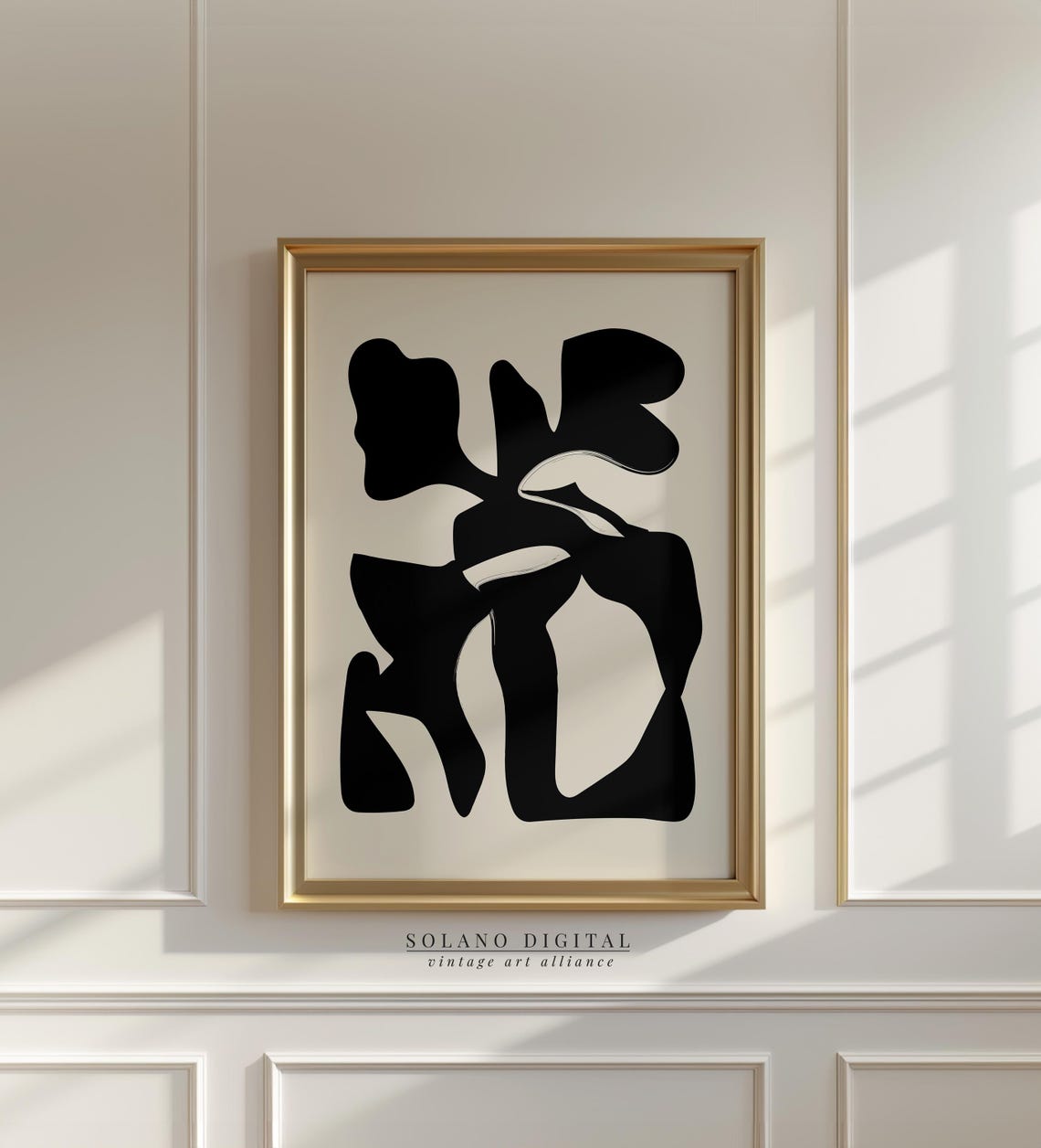 Abstract Modern Black Shape Print Minimalist Geometric Wall Art Mid Century Style Poster