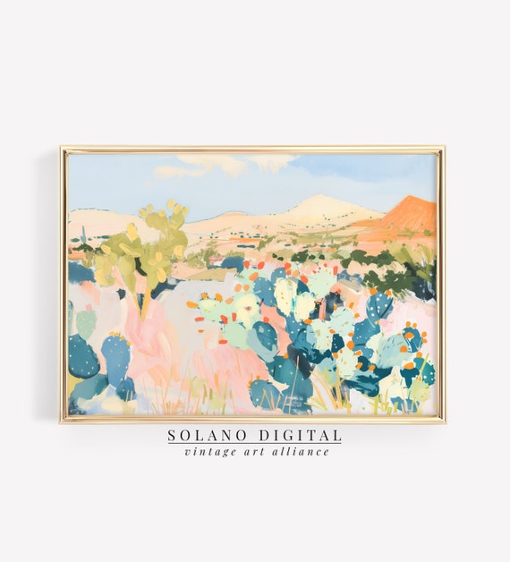 Desert Cactus Landscape Wall Decor Western Art Wild West Apartment Poster Mexican Bright And Colorful Boho