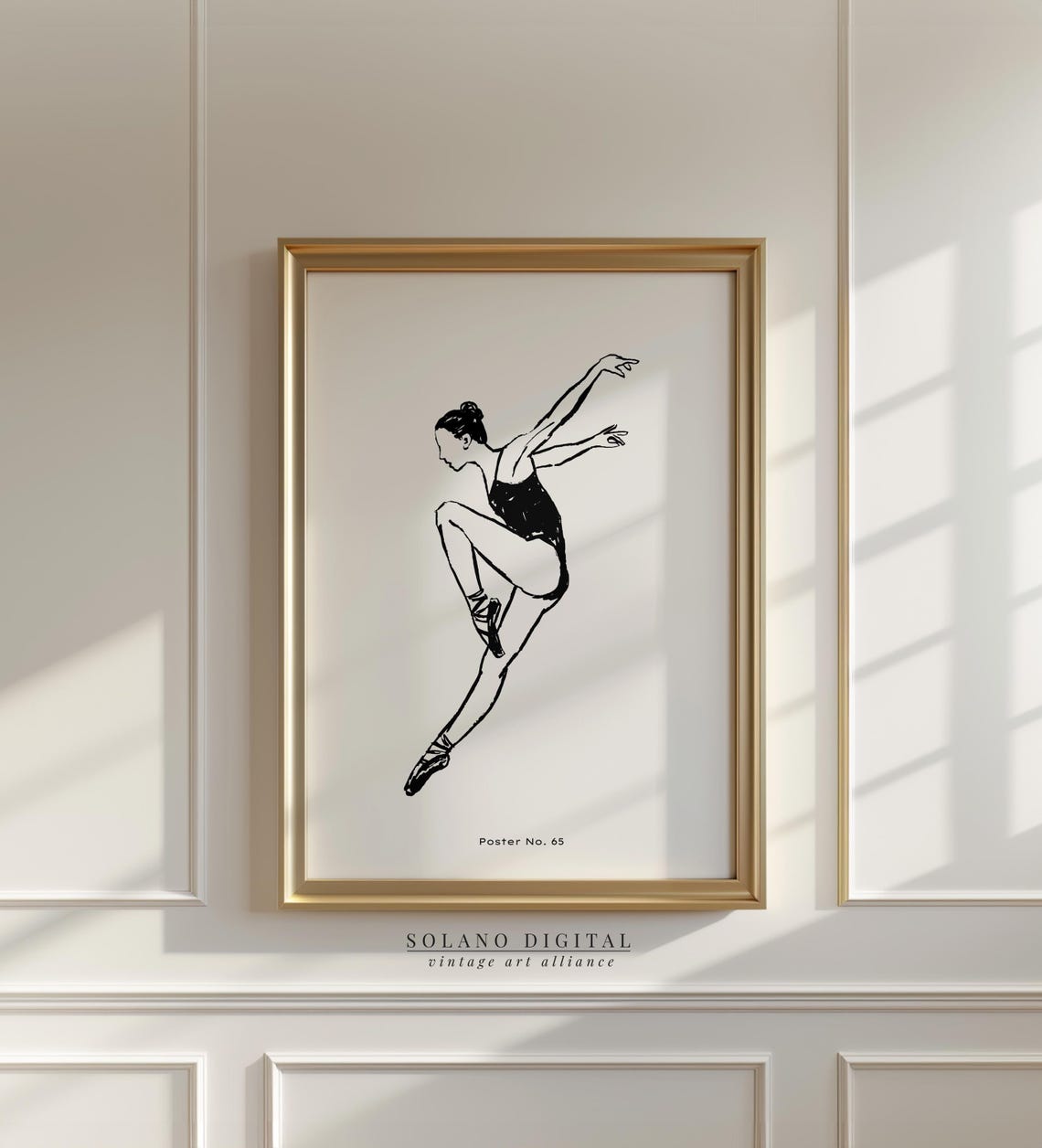 Minimalist Ballerina Line Drawing Leaping Dancer No 65 Art Poster