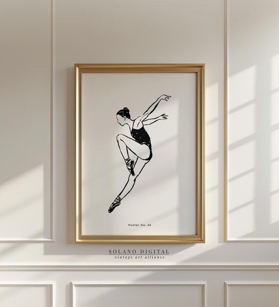 Ballet Dancer Wall Art Minimalist Ballerina Line Drawing Dance Poster For Studio Or Bedroom Decor
