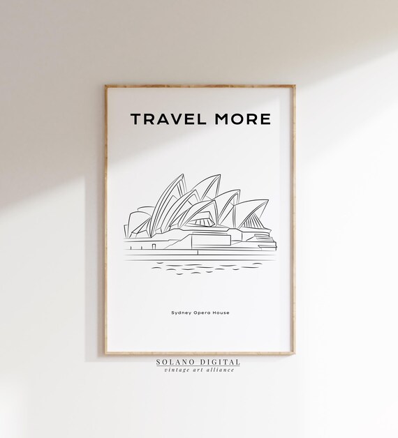 Sydney Opera House Minimalist Line Art Australia Landmark Poster