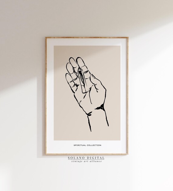 Spiritual Hand Line Drawing Mindfulness Meditation Collection Poster