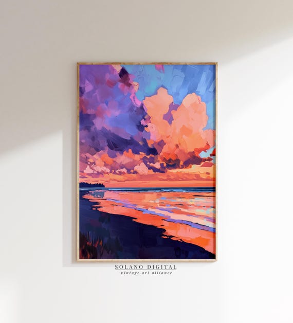 Oil Painting Landscape Wall Art Abstract Coastal Summer Decor Beach Print Ideal Modern Living Spaces Nature