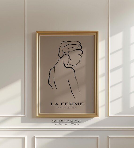 La Femme Art Minimalist Line Drawing Of Woman Modern Wall Feminine Silhouette Poster For Bedroom Or Gallery