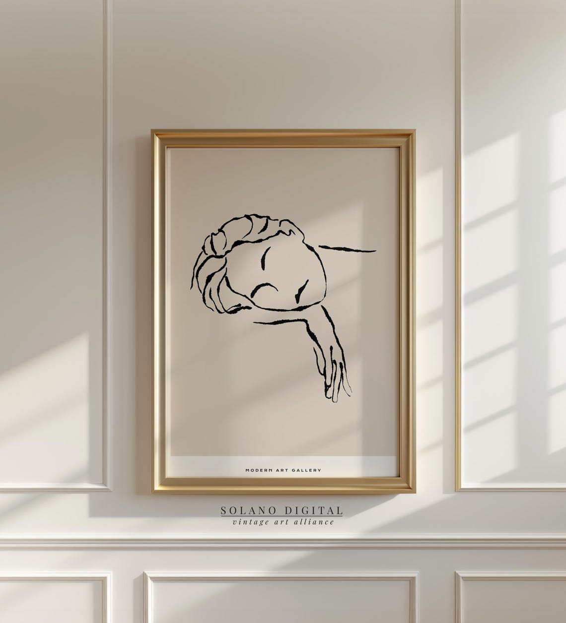 Sleeping Woman Resting Head on Arm Minimalist Ink Line Art Poster
