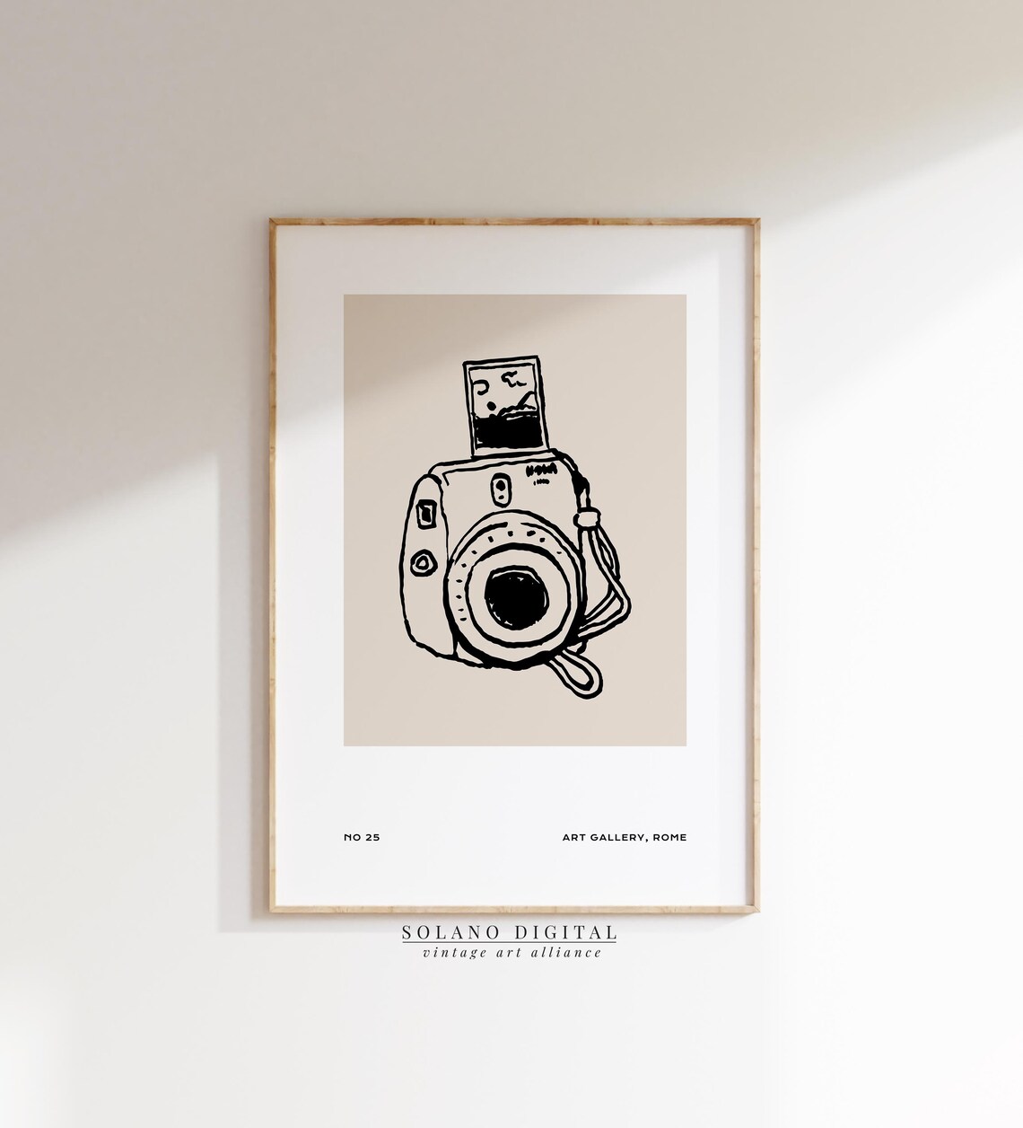 Retro Instant Camera Black Ink Sketch Minimalist Gallery Poster