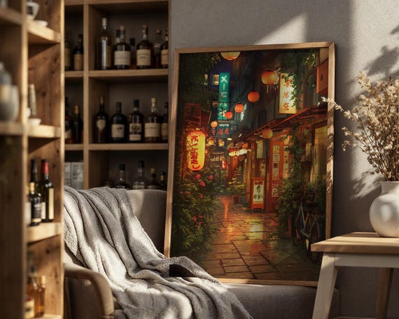 Tokyo Streets Poster Japan City Wall Art Modern Travel Print Colorful Urban Decor Japanese Cityscape Illustration Kawaii Room