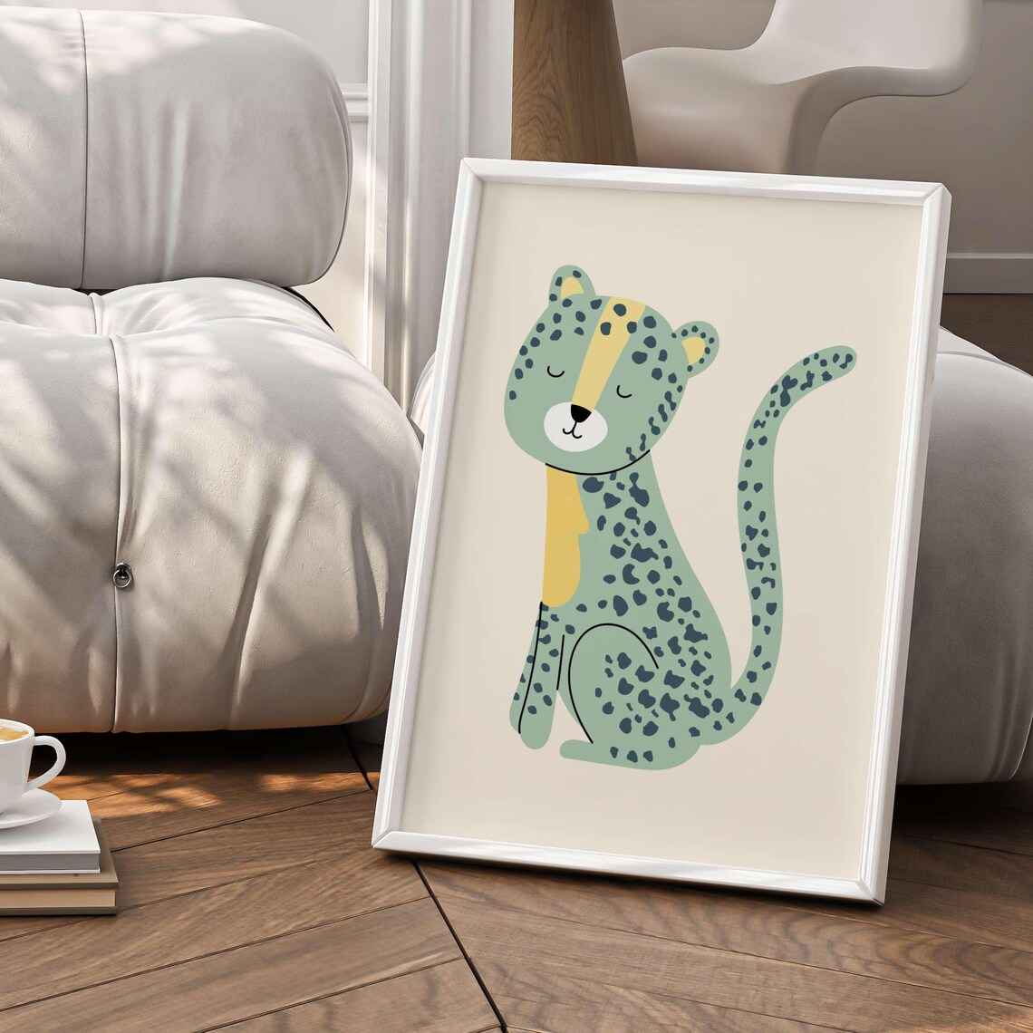 Whimsical Leopard Nursery Jungle Kids Room Illustration