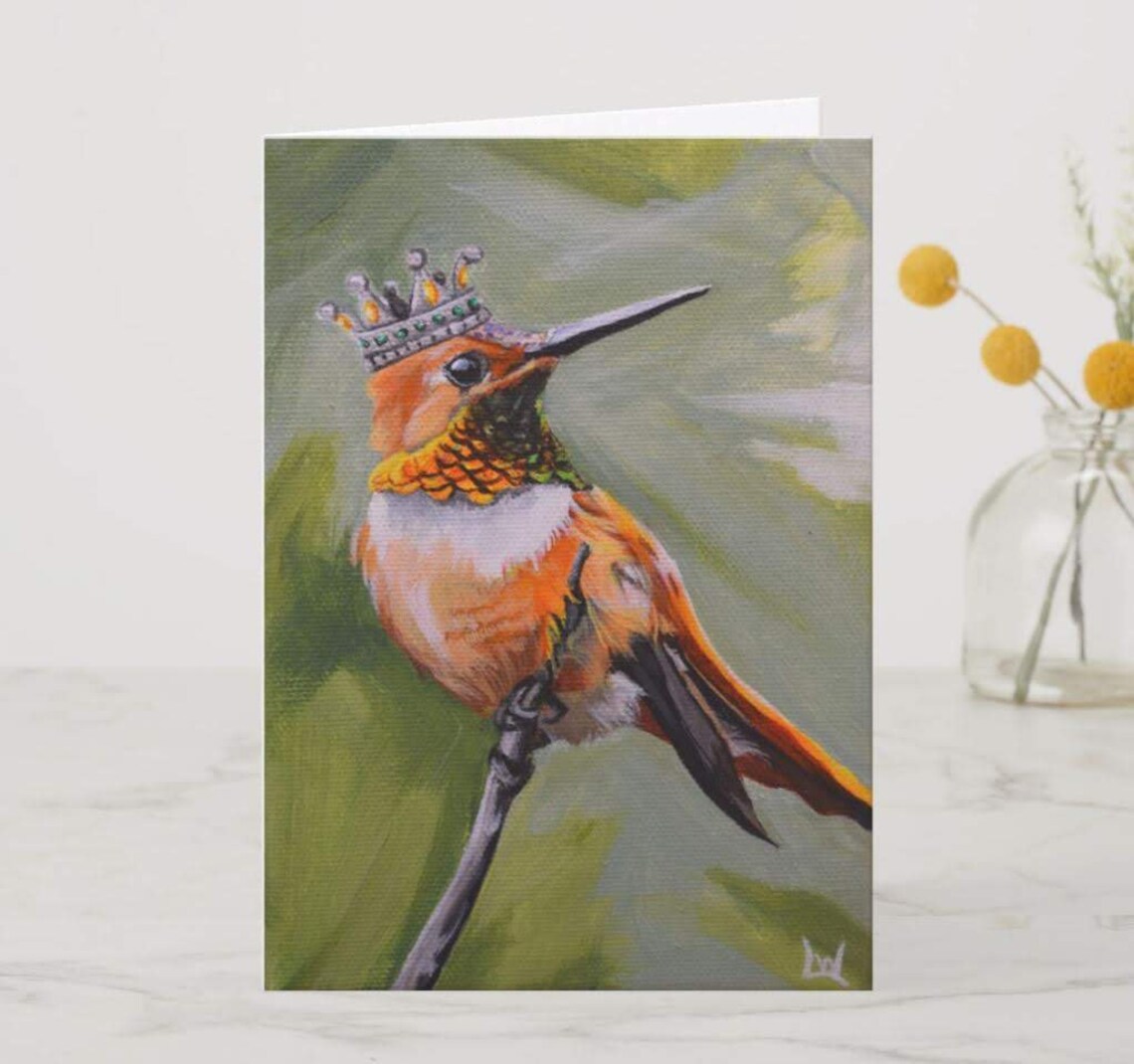 Royal Hummingbird Wearing a Jeweled Crown Fine Art Bird Poster