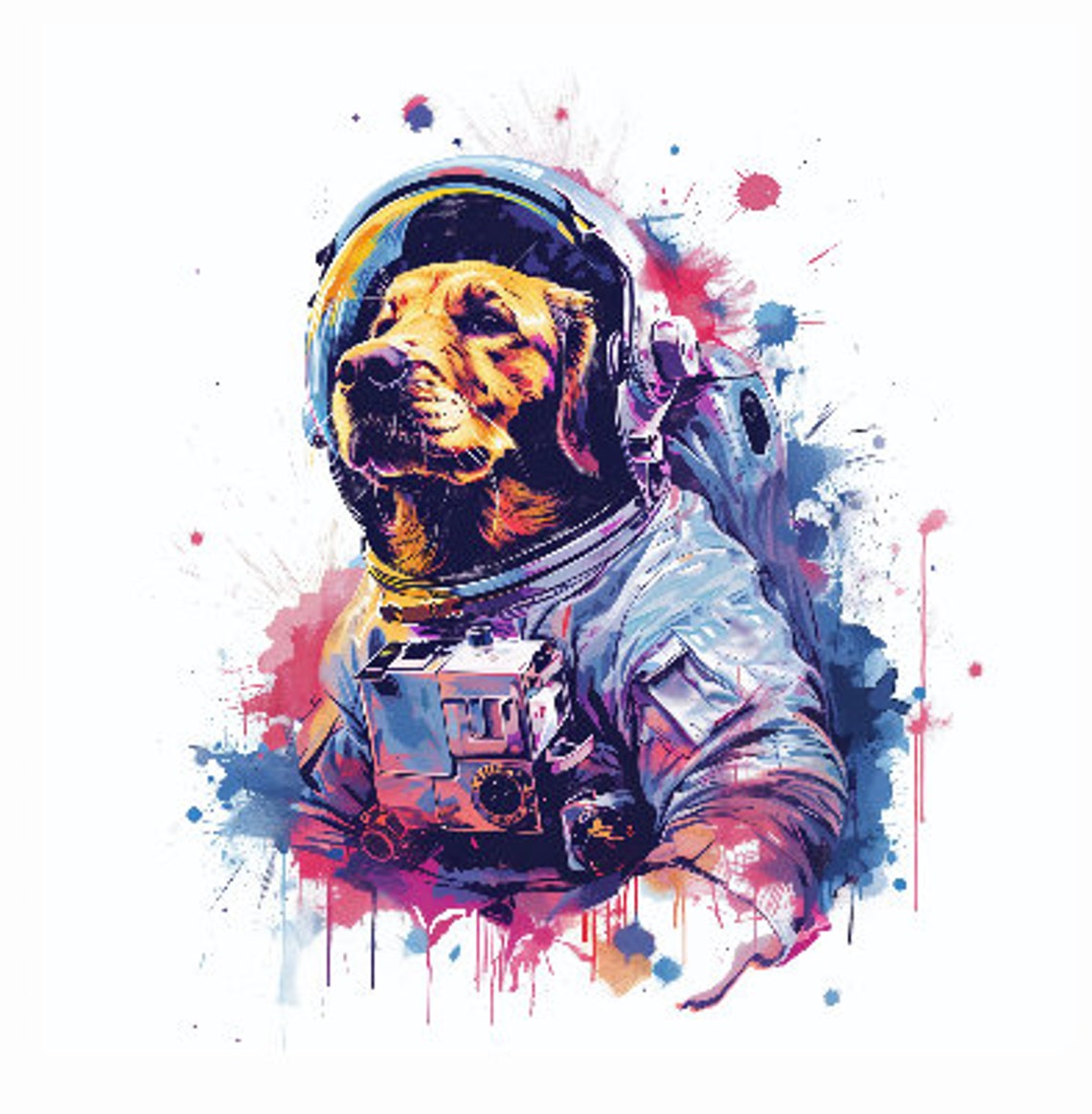 Golden Retriever Astronaut Watercolor Dog Space Suit Animal Art Poster - Image 2