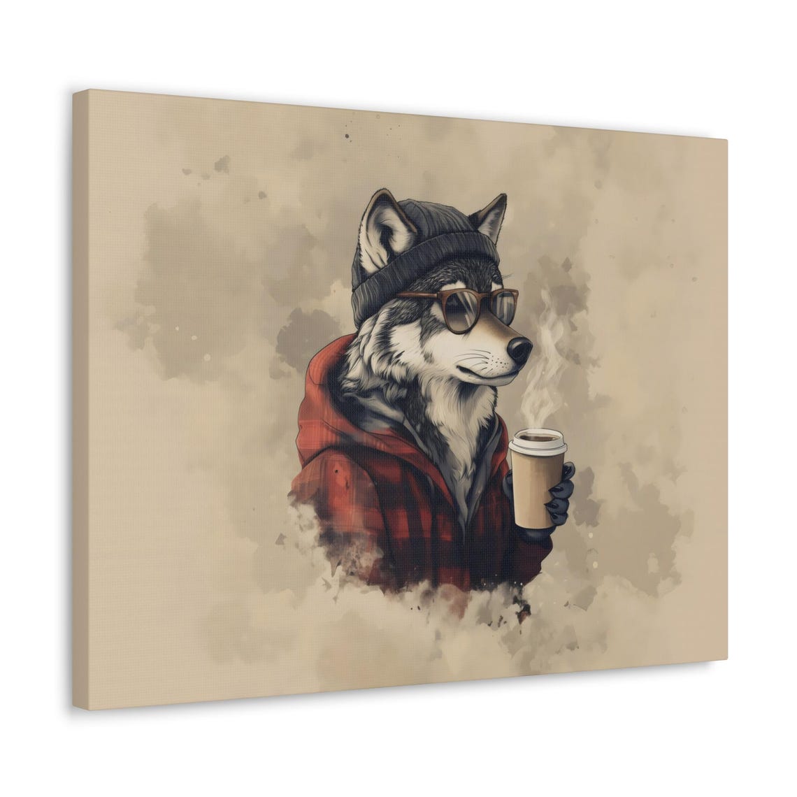 Coffee Hipster Wolf Maximalist Eclectic Victorian Print Bold Altered Party Portrait Fantasy Fun Colorful Renaissance Rustic Art - Image 3