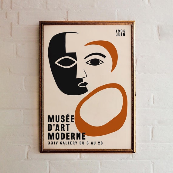 Vintage Modern Art Exhibition Poster Abstract Face Cubism Design Modern Museum Quality Wall Art Retro Gallery Decor Exhibition Poster