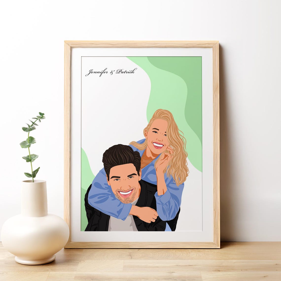 Personalized Wedding Couple Portrait May 2024 Yellow Background Poster - Image 4