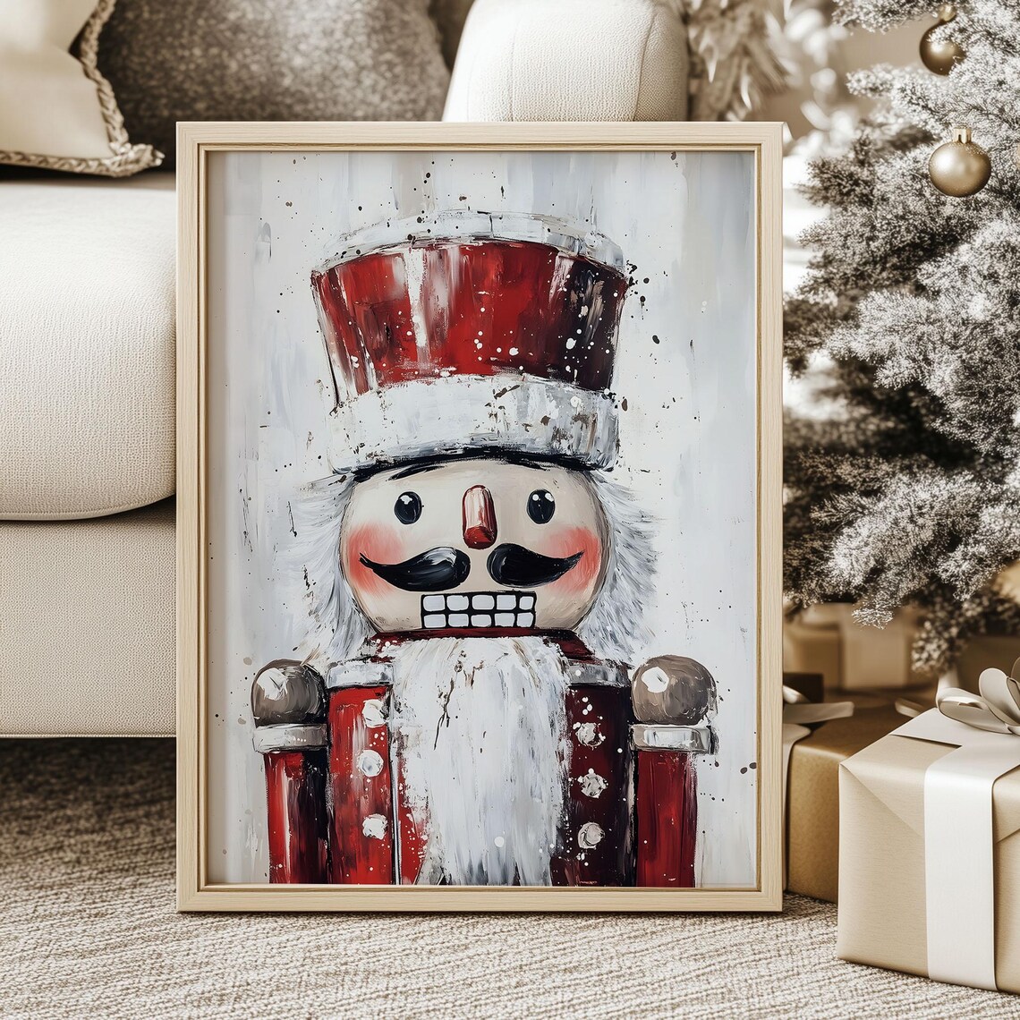Red Nutcracker Soldier Portrait Christmas Holiday Art Poster