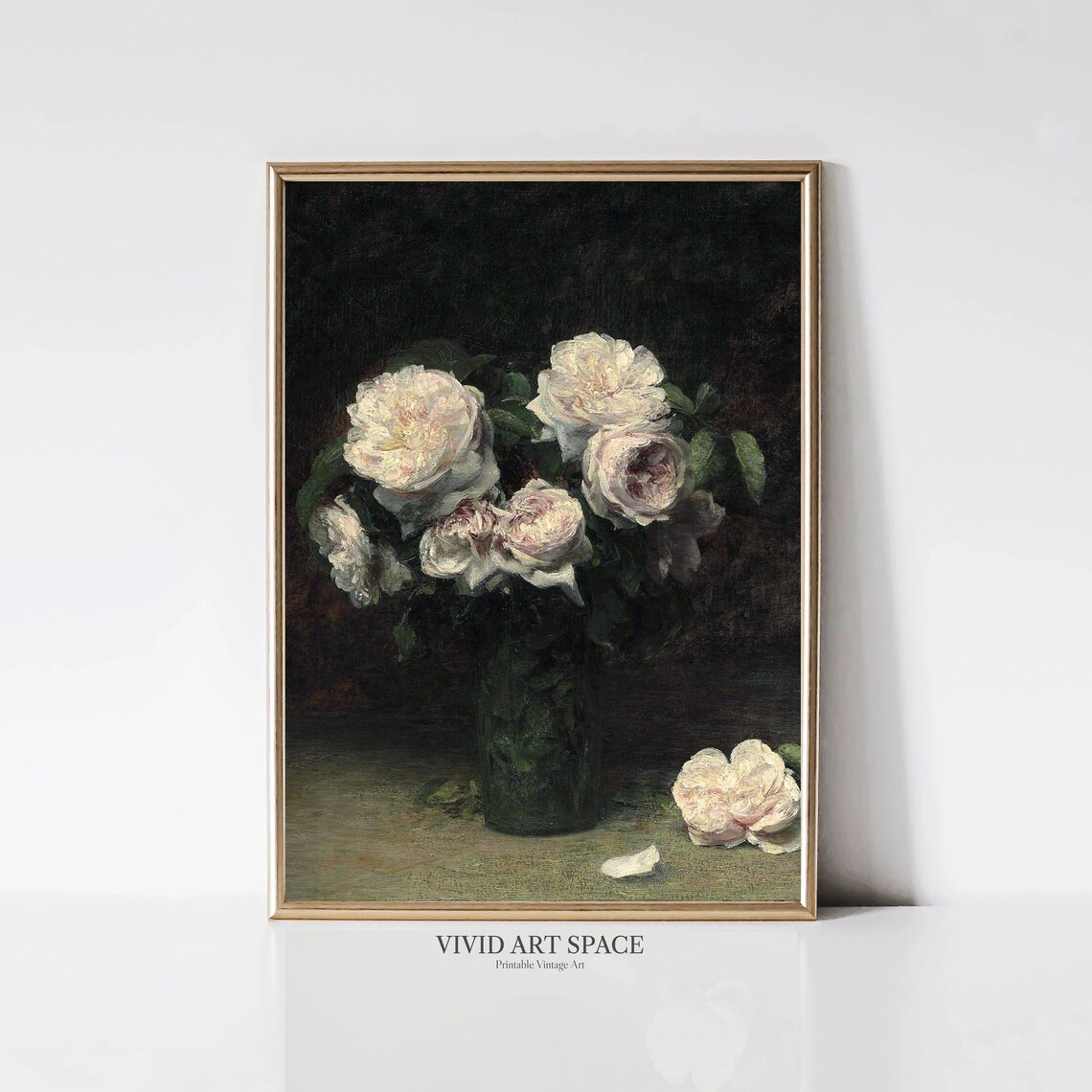 Roses In A Glass Vintage Floral Art Print