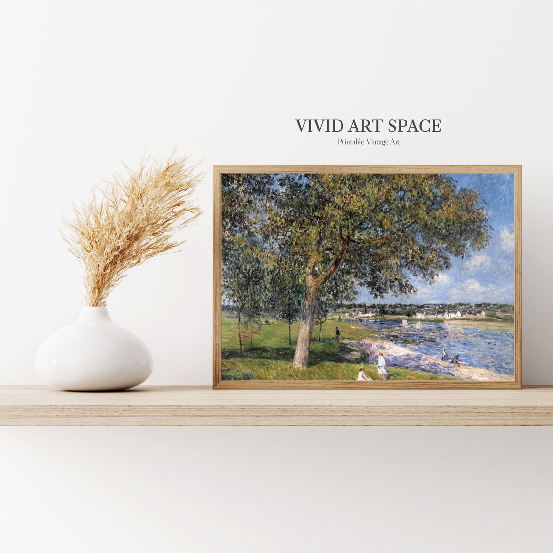 Walnut Tree Riverside Meadow Vintage Impressionist Art Poster - Image 2
