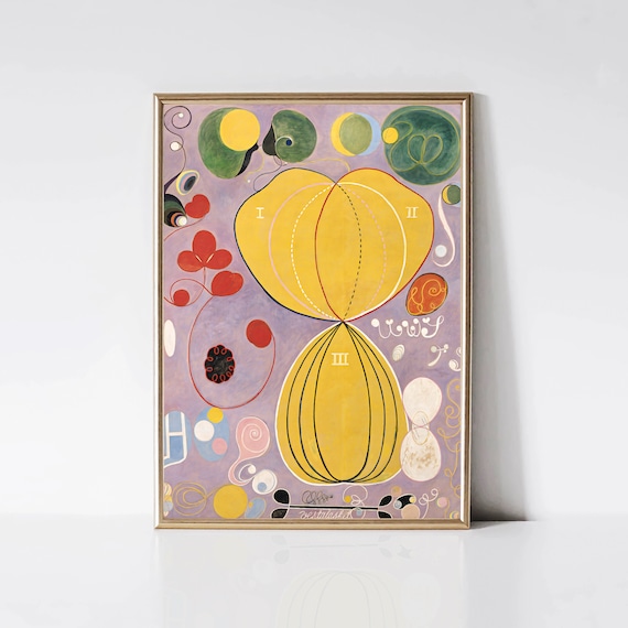 Hilma Af Klint Adulthood Modern Painting Geometric Print Yellow Printable Wall Art Colorful Abstract Art Print