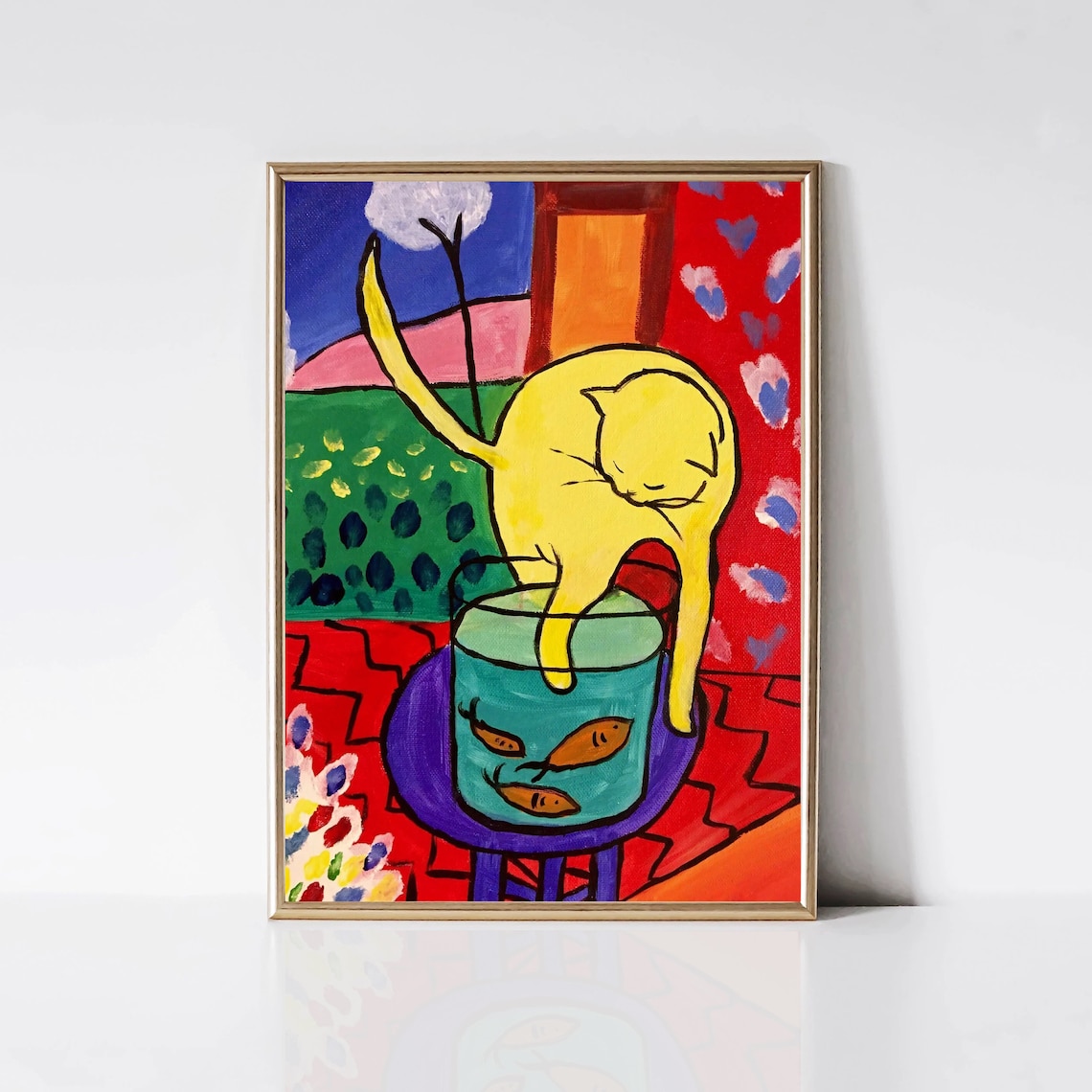Matisse Cat And Red Fish Fauvist Art Print