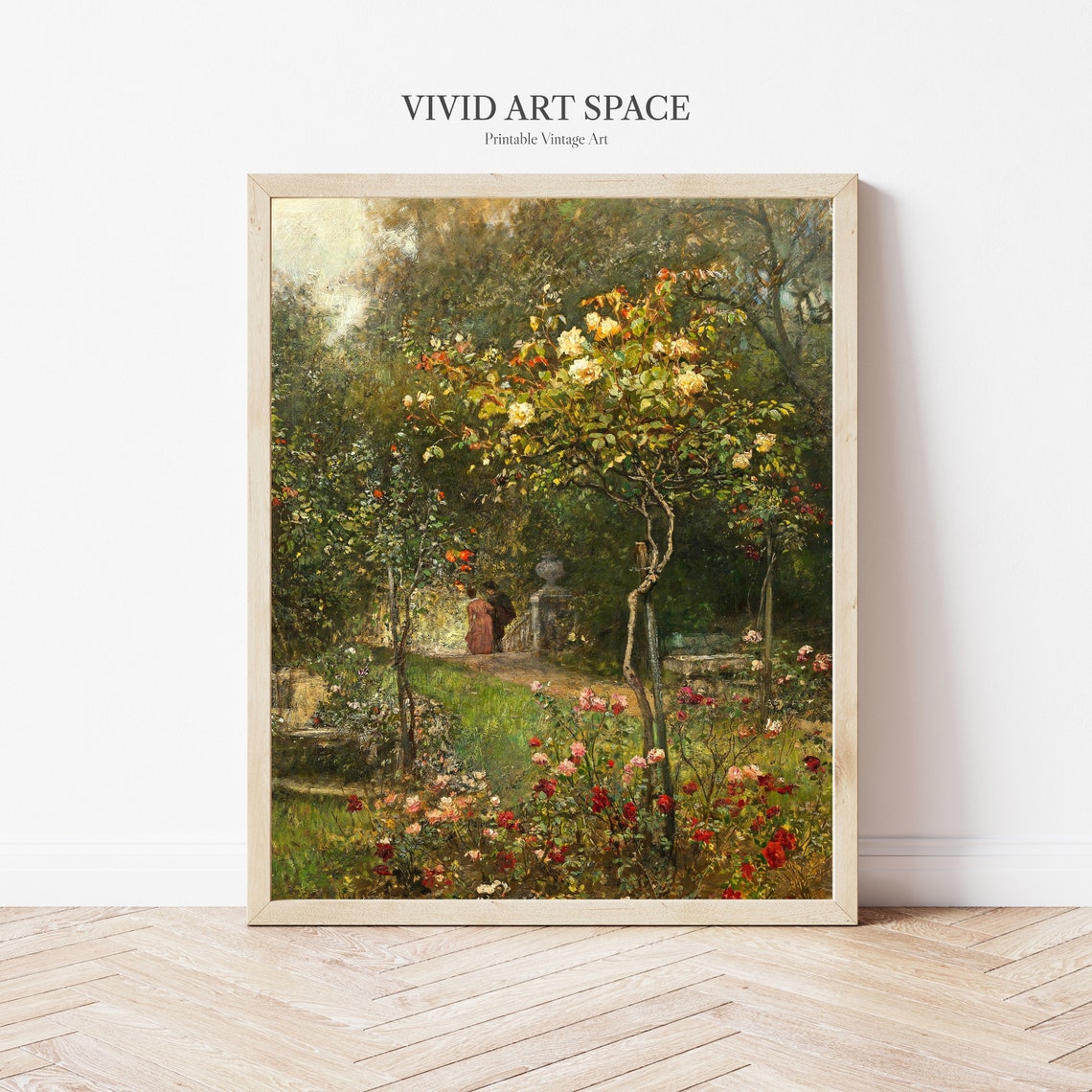 Victorian Rose Garden Arbor Blooming Path With Figures Poster - Image 3