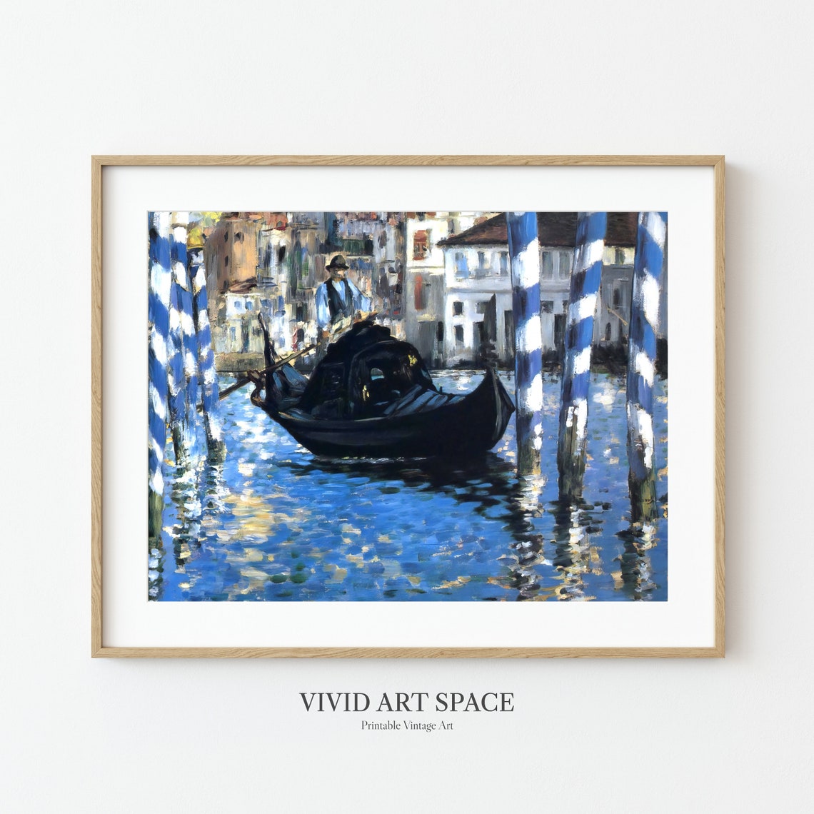 Manet Grand Canal Venice Gondola Bright Striped Poles Poster - Image 3