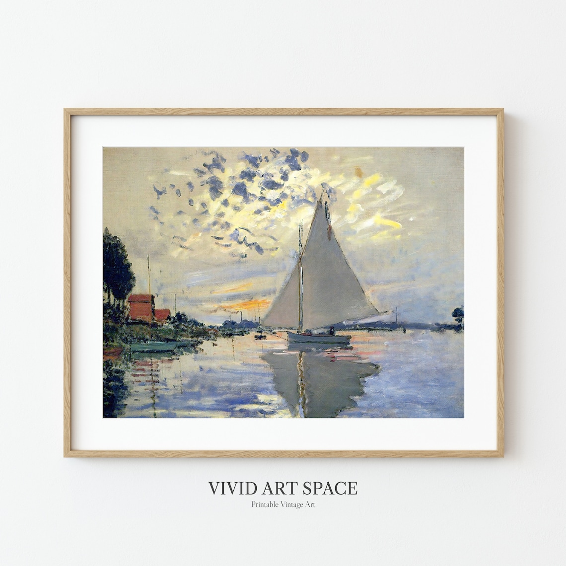 Claude Monet Sailboat at Le Petit Gennevilliers Art Print - Image 3