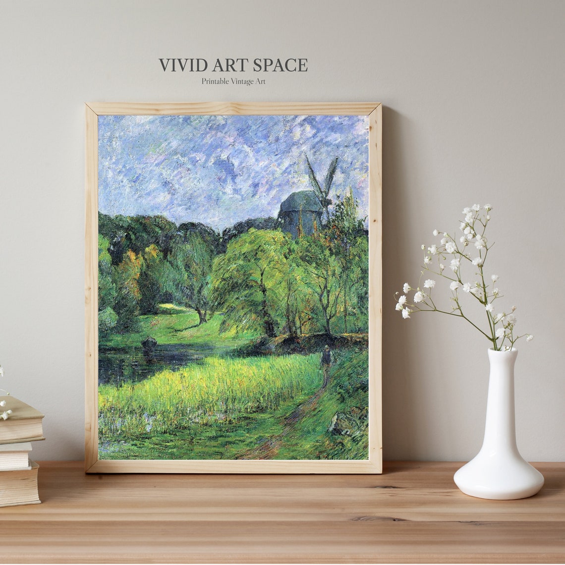 Gauguin The Queens Mill Pond Windmill Impressionist Painting Poster - Image 2