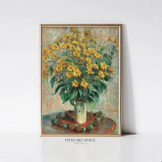Claude Monet Jerusalem Artichoke Flowers Impressionist Floral Painting Print Flower Art Print Printable Wall Art