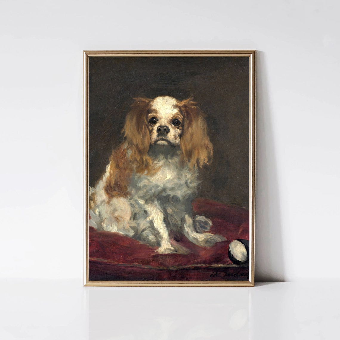 Edouard Manet Charming Portrait of a King Charles Spaniel Art Print