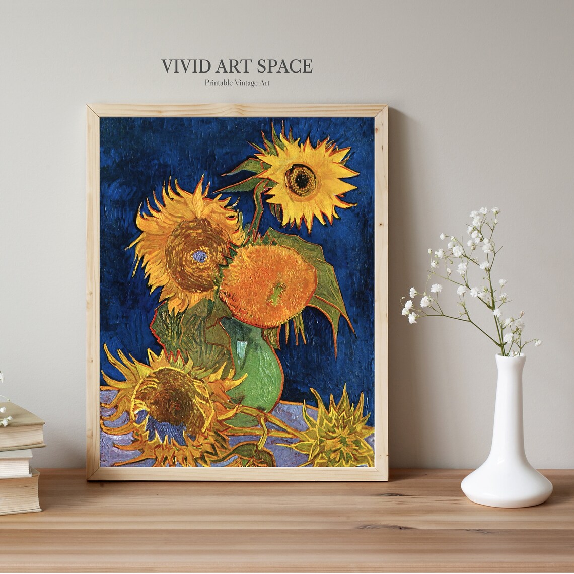 Six Sunflowers by Van Gogh, Postimpressionist Art Print - Image 2