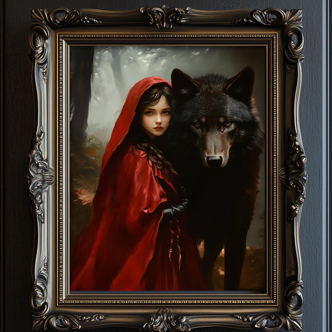 Little Red Riding Hood And The Big Wolf Gothic Art Print