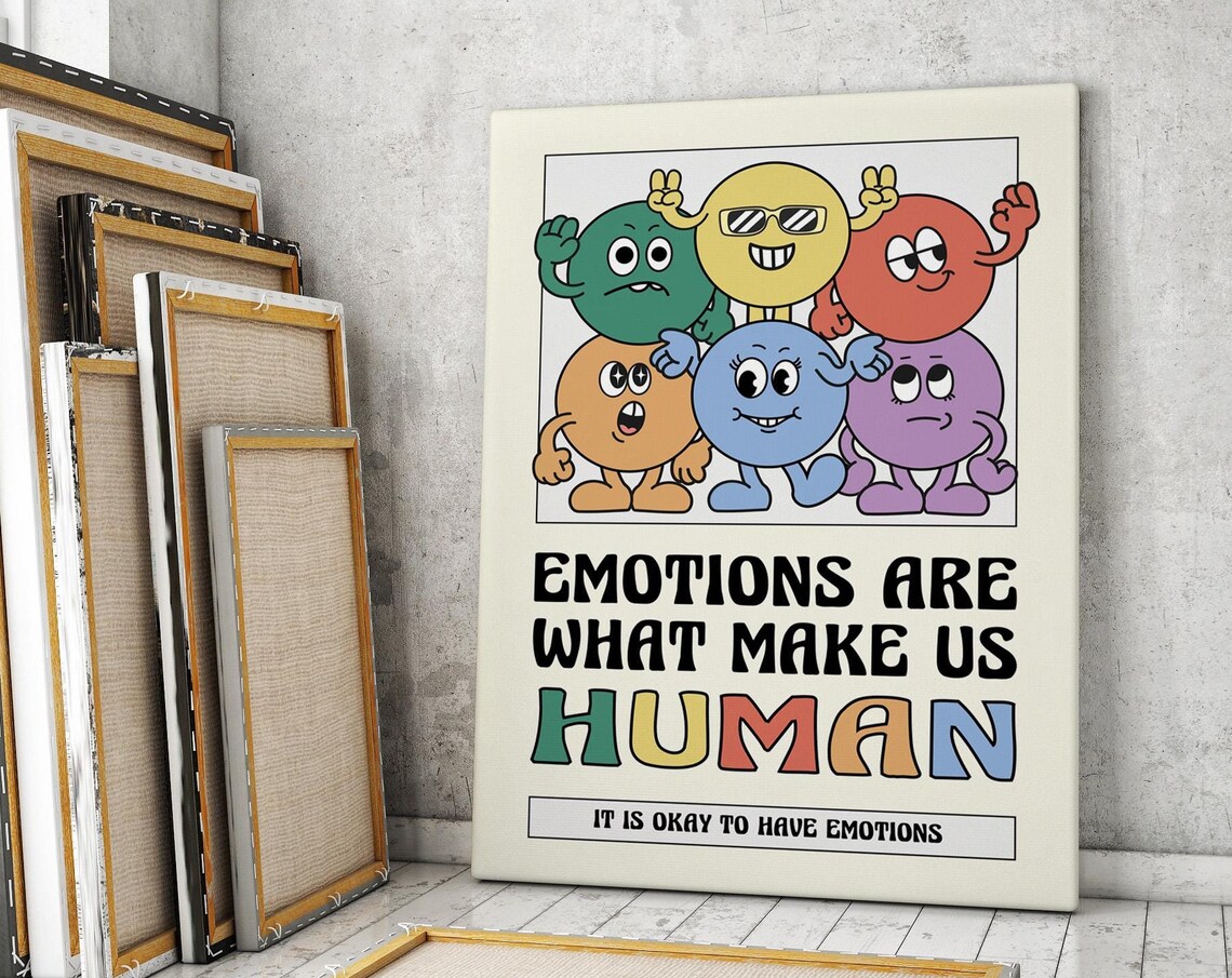 Emotions Make Us Human Retro Motivation Poster Print