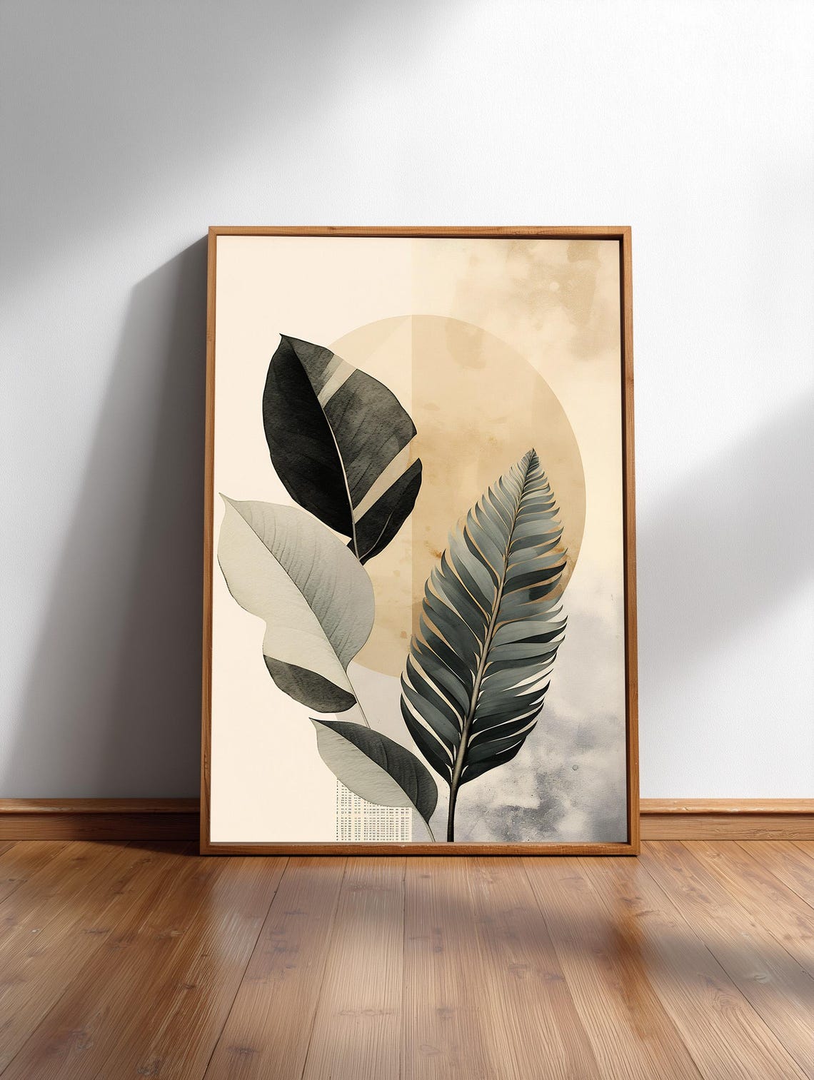 Tropical Banana Leaf Watercolor Botanical Beige Sun Wall Art