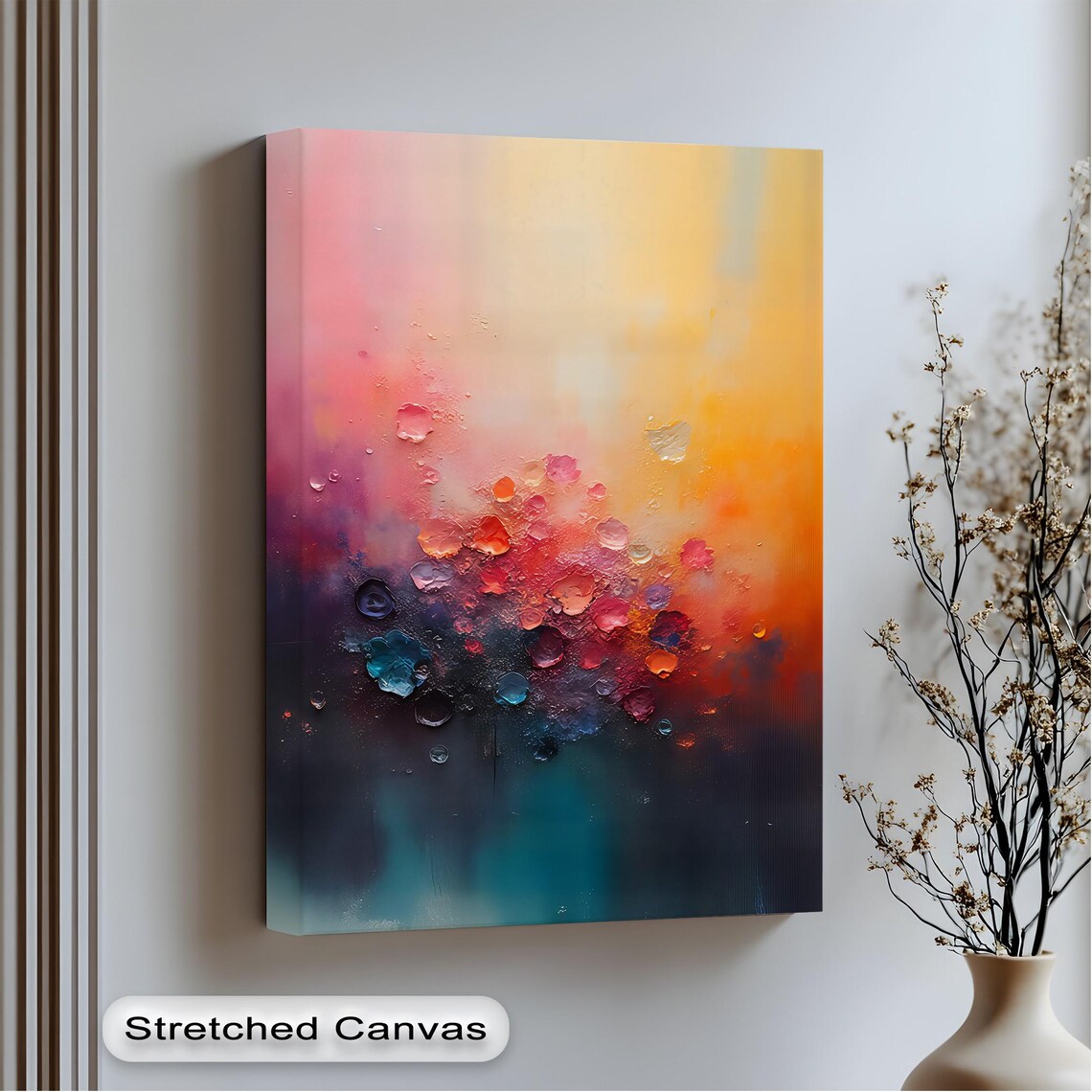 Abstract Color Burst Canvas Prints Modern Floating Framed Wall Art For Living Room