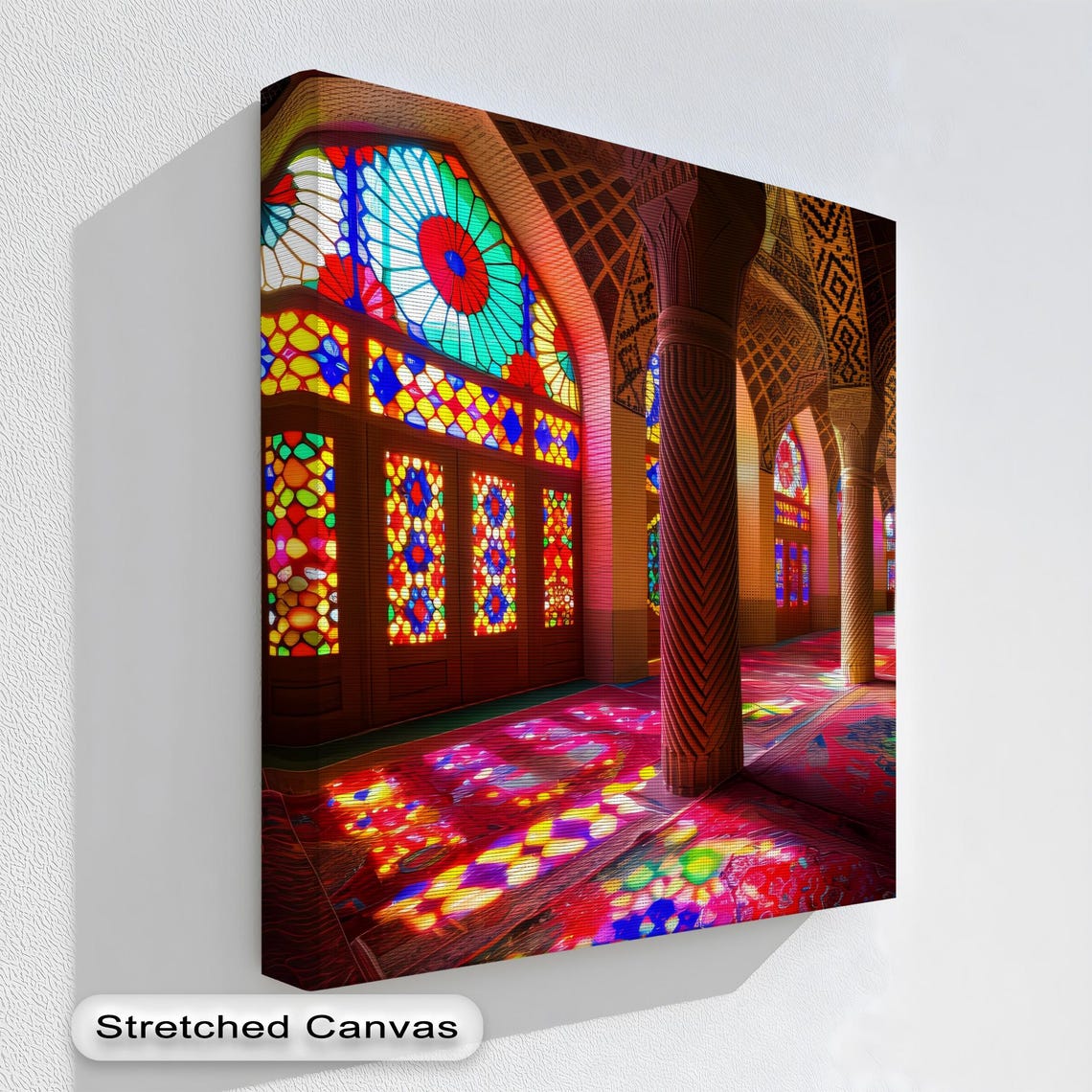 Mosque Stained Glass Windows Colorful Interior Islamic Art Print