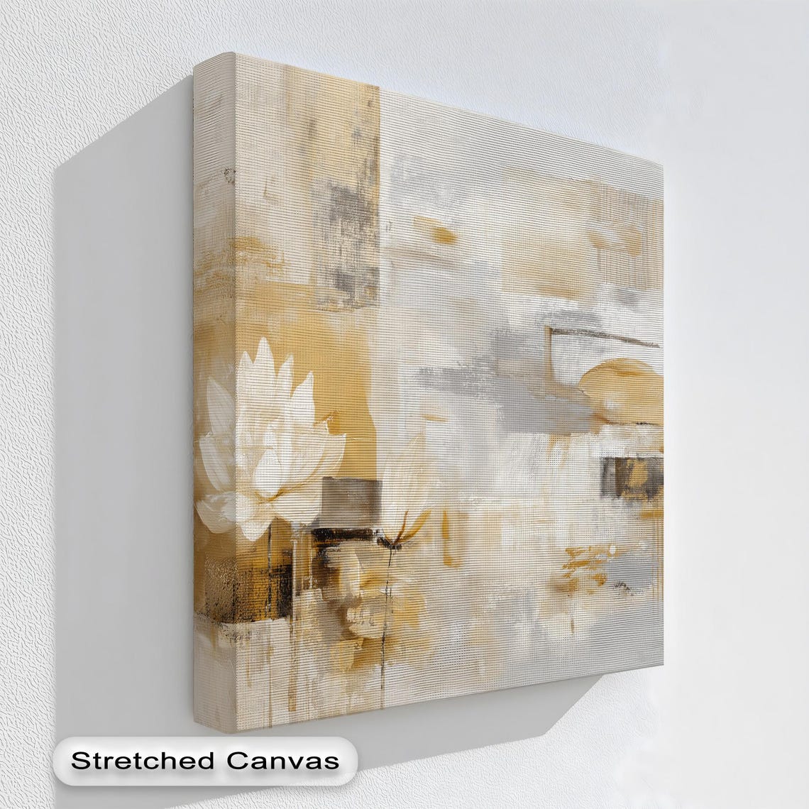 Golden Beige Abstract Lotus Flower Modern Minimalist Zen Poster